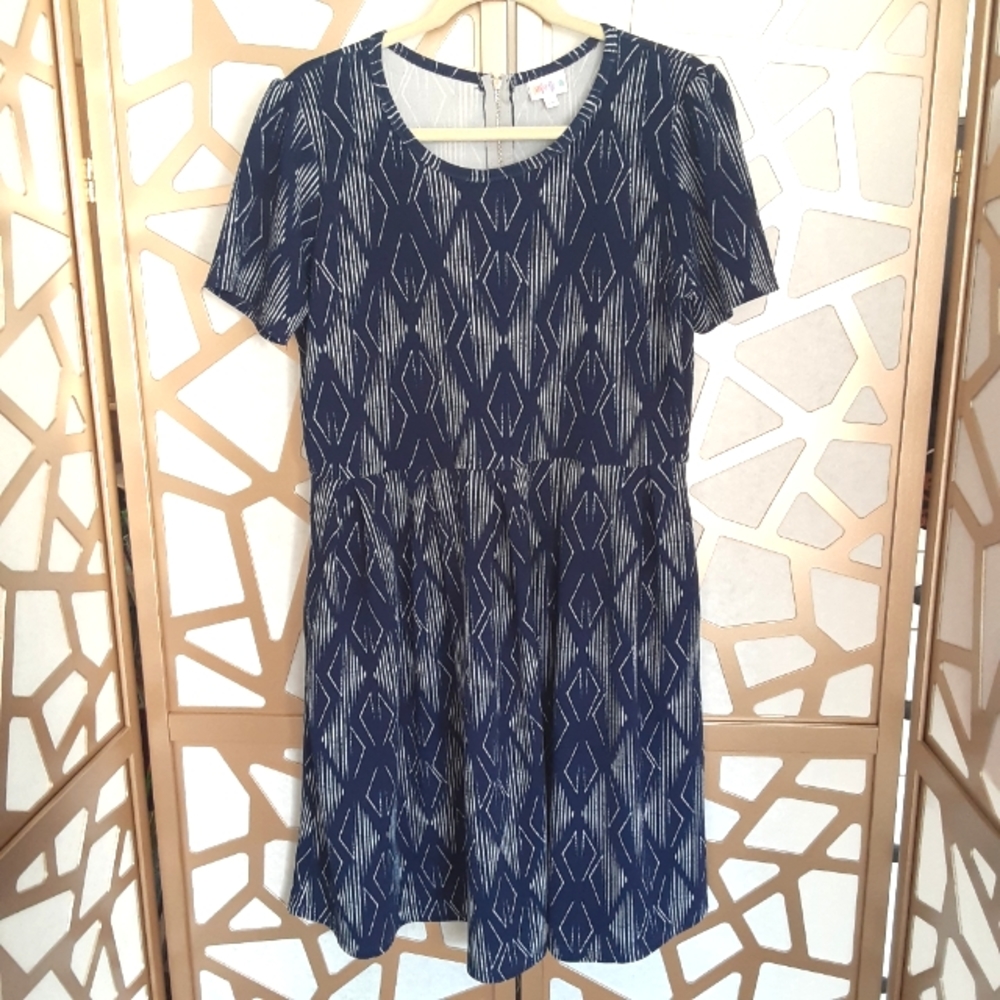 NWOT LULAROE Amelia Dress Indigo Ikat Dress